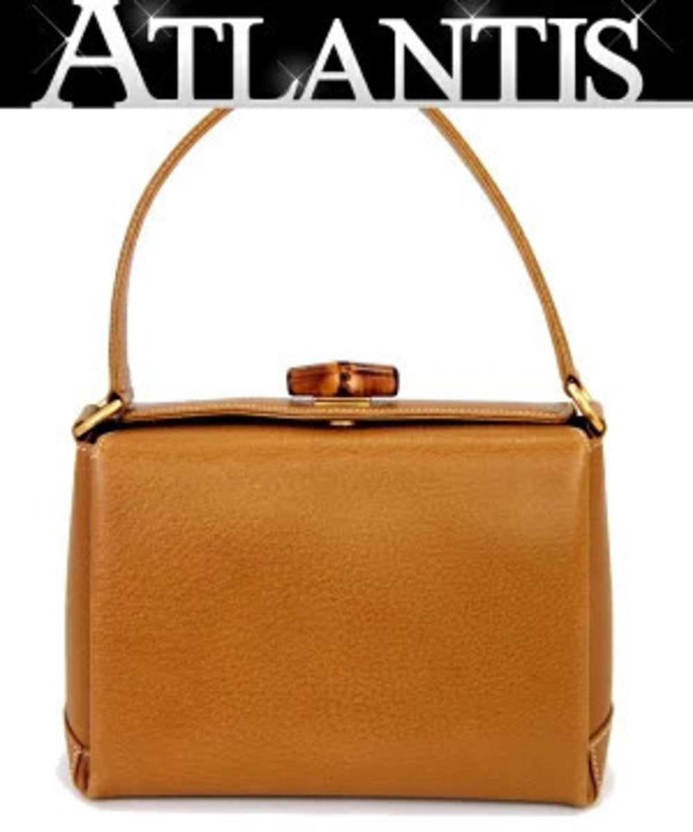 Gucci bamboo turnlock handbag leather Camel Brown
